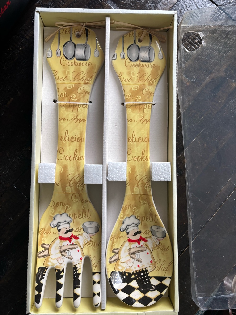 Vintage “Fat Chef” Ceramic Fork and Spoon wall decor set 2005